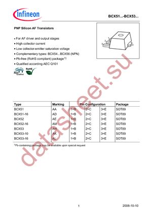 BCX 51-16 E6327 datasheet  